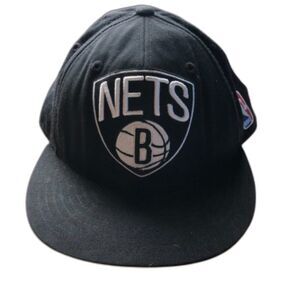 Men's Mitchell & Ness OFFICIAL Brooklyn Nets NBA Flat Brim Hat Size 7 1/2 7.5